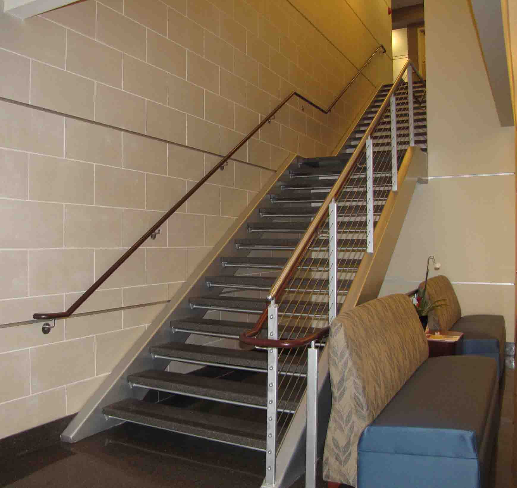 Granite Tread Staircase Stainless Steel Hand Rails With